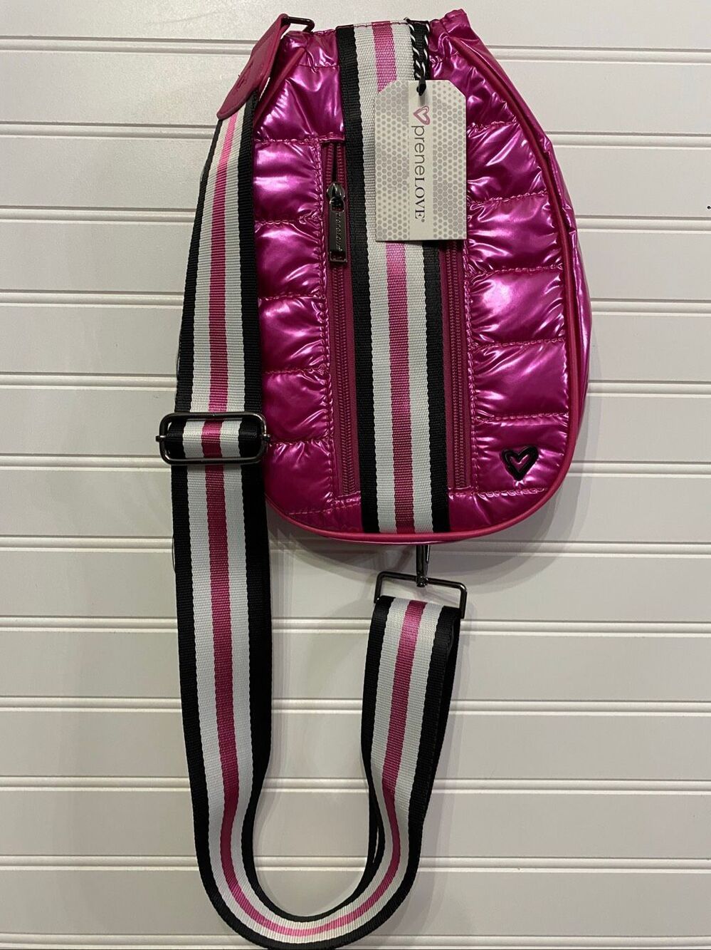 Prenelove Pickleball Puffer Crossbody Sling Bag Pink Unisex One Size